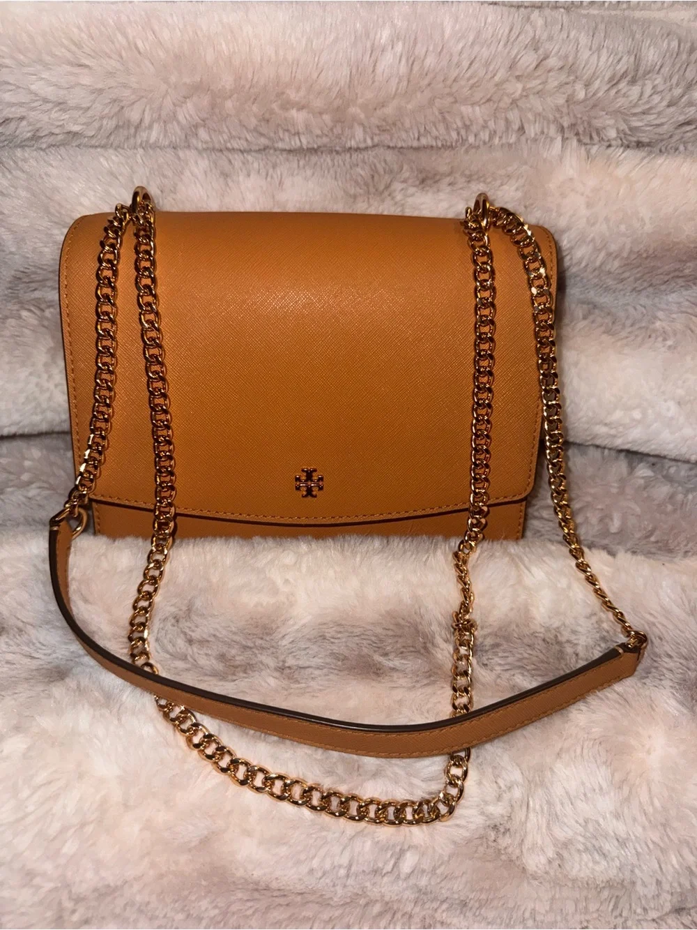 Tory Burch Tan Leather Chain Crossbody